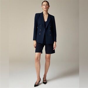 J. Crew Petite Double-Breasted Blazer Four-Season Stretch Navy Blue size 00P NWT
